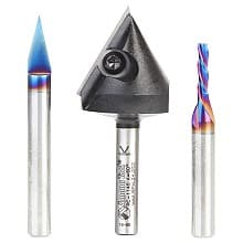 AMS-274 General Purpose CNC Router Bit, Set, 1/4" Shank(3/Piece)