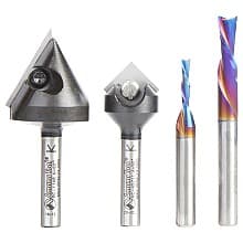 AMS-277 General Purpose CNC Router Bit, Set, 1/4" Shank(4/Piece)