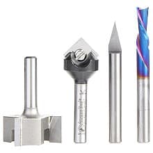 AMS-281 General Purpose CNC Router Bit, Set, 1/4" Shank(4/Piece)
