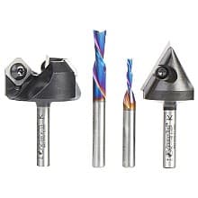 AMS-283 General Purpose CNC Router Bit, Set, 1/4" Shank(4/Piece)