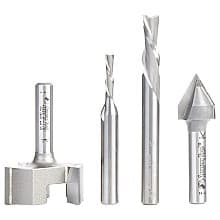 AMS-284 General Purpose CNC Router Bit, Set, 1/4" Shank(4/Piece)