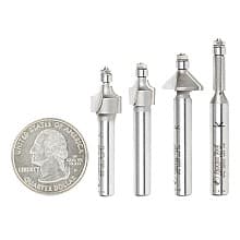 4-Piece Miniature Router Bit Pack, 1/4" Shank