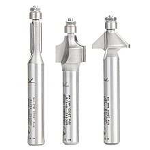 3-Piece Miniature Router Bit Pack, 1/4" Shank