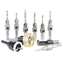 10-Piece Countersink Master Bit Set with Adjustable Depth Stop/No-Thrust Ball Bearing