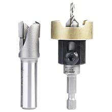 AMS-625 2-Piece Carbide Tipped Countersink with Adjustable Depth Stop/No-Thrust/No-Mar Ball Bearing Set with Quick Release Hex/Round Shank