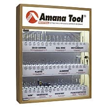 52-Piece Master CNC Router Bit Collection with LED Illuminated/Mirrored Interior/Solid Wood Display, 1/4" Shank