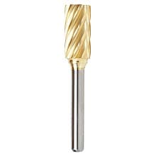 1/2" x 2-3/4" ZrN Coated Non-Ferrous Cylindrical Shape Burr Bit, 1/4" Shank