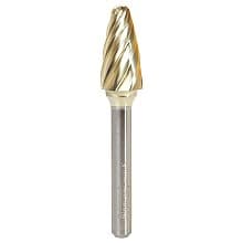 1/2" x 2-3/4" Tree Shape ZrN Coated Non-Ferrous Burr Bit, 1/4" Shank