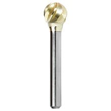 1/2" x 2-1/4" Ball Shape ZrN Coated Non-Ferrous Burr Bit, 1/4" Shank