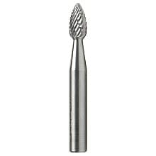 1/4" x 2" Flame Shape Double Cut Burr Bit, 1/4" Shank