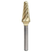 1/2" x 2-7/8" Cone Shape ZrN Coated Non-Ferrous Burr Bit, 1/4" Shank