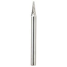 1/8" x 1-1/2" Pointed Cone Shape Double Cut Burr Bit, 1/8" Shank