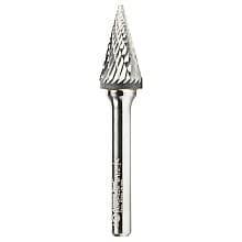 1/2" x 2-5/8" Pointed Cone Shape Double Cut Burr Bit, 1/4" Shank