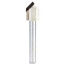 1/2" Dia x 1/4" CNC Polycrystalline Diamond 90° Engraving, V-Grooving and Chamfering Router Bit, 1/4" Shank