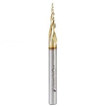 1/32" x 3" 2D/3D Carving Tapered Ball Tip ZrN Coated Up-Cut Spiral Router Bit, 3-Flute, 1/4" Shank