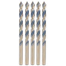 1/4" x 4" Plastic Drill Bit, 1/4" Shank (5 Pack)