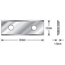 60mm x 12mm x 1.5mm Solid Carbide 2 Cutting Edges Insert Knife for General Purpose Wood/Chipboard/Plywood