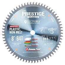 Prestige 8" x 64 Teeth Electro-Blu Non-Stick Coated Non-Melt Plastic Saw Blade