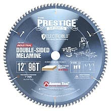 Prestige 12" x 96 Teeth Electro-Blu Non-Stick Coated Double-Face Melamine Saw Blade