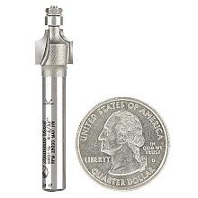 3/8" x 3/32" Radius Miniature Corner Rounding Router Bit with Mini 3/16" Lower Ball Bearing, 2-Flute, 1/4" Shank