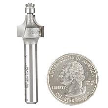 1/2" x 5/32" Radius Miniature Corner Rounding Router Bit with Mini 3/16" Lower Ball Bearing, 2-Flute, 1/4" Shank