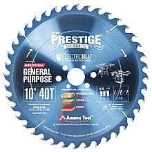 10" Dia x 30mm 18° 40 Teeth Bore ATB Electro-Blu Carbide Tipped Prestige General Purpose Blade, Non-Stick Coated