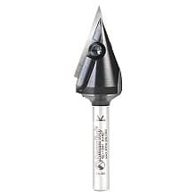 47/64" x 2-9/16" 40° CNC Insert V-Groove Router Bit, 1-Flute, 1/4" Shank