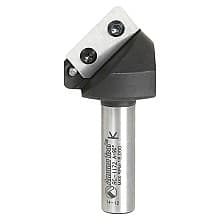 0.090" Tip x 45/64" x 1-1/2" Dia Solid Carbide Insert Knife 90° Double Edge Folding V-Groove Bit for Shaping Composite Panels, 1/2" Shank