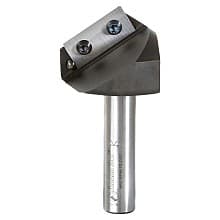 2mm Tip x 37/64" x 1-47/64" Dia Solid Carbide Insert Knife 110° Double Edge Folding V-Groove Bit for Shaping Composite Panels, 1/2" Shank