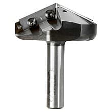 3mm Tip x 2-1/8" Dia x 15/32" Solid Carbide Insert Knife 130° Double Edge Folding V-Groove Bit for Shaping Composite Panels, 1/2" Shank