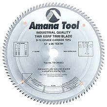 12" x 96 Teeth Thin Kerf Trim Saw Blade, Alternate Top Bevel