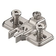 Modul One-Piece Wing Mounting Plate with Pre-Mounted Euro Screws, Nickel-Plated, Screw-On, 0mm