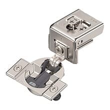 Compact 31C1 107° Opening Wrap-Around Face Frame Hinge, 45mm Boring Pattern, Soft-Closing, 1-1/4" Overlay, Dowelled