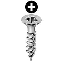 #6 x 5/8" Flat Head Wood Screw, Phillips Drive Deep Thread and Sharp Point, Nickel, Box of Hundred by Blum