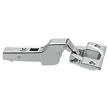 Clip Top 110° Opening Hinge, 45mm Bore Pattern, Free-Swinging, Half Overlay, Nickel-Plated, Screw-On