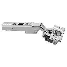 Clip 107° Opening Hinge, 45mm Bore Pattern, Self-Closing, Full Overlay, Nickel-Plated, Dowelled