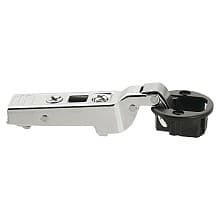 Clip Top Glass Door 94° Opening Hinge, Self-Closing, Nickel-Plated, Half Overlay