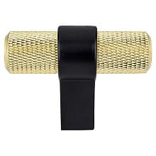 2" Radial Reign T-Handle Knob, Modern Brushed Gold/Matte Black, 23/32" Width