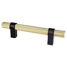 3-3/4" Radial Reign Posts Bar Pull, Modern Brushed Gold/Matte Black