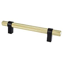 5-1/16" Radial Reign Posts Bar Pull, Modern Brushed Gold/Matte Black