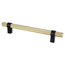 6-5/16" Radial Reign Posts Bar Pull, Modern Brushed Gold/Matte Black
