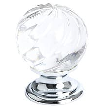 1-3/16" Europa Crystal Knob, Polished Chrome/Transparent