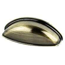 2-1/2" Euro Moderno Cup Pull, Brushed Antique Brass