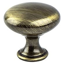 1-3/16" Euro Moderno Round Knob, Brushed Antique Brass