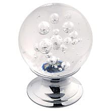 1-1/4" x 7/8" Crystal Palace Cabinet Knob, Glass/Chrome (10/Box)