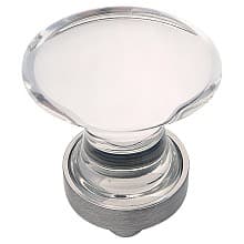 1-1/4" x 3/4" Crystal Palace Cabinet Knob, Glass/Satin Nickel (10/Box)