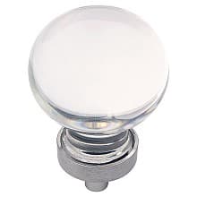 1-3/8" Crystal Palace Cabinet Knob, Glass/Satin Nickel (10/Box)