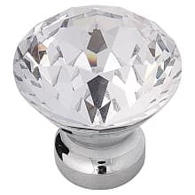 1-1/4" x 3/4" Crystal Palace Cabinet Knob, Glass/Chrome (10/Box)