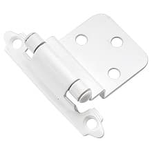 3/8" Inset Surface Face Mount Hinge, Self-Close, White