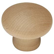 1-1/4" Natural Woodcraft Mushroom Cabinet Knob, Unfinished Wood